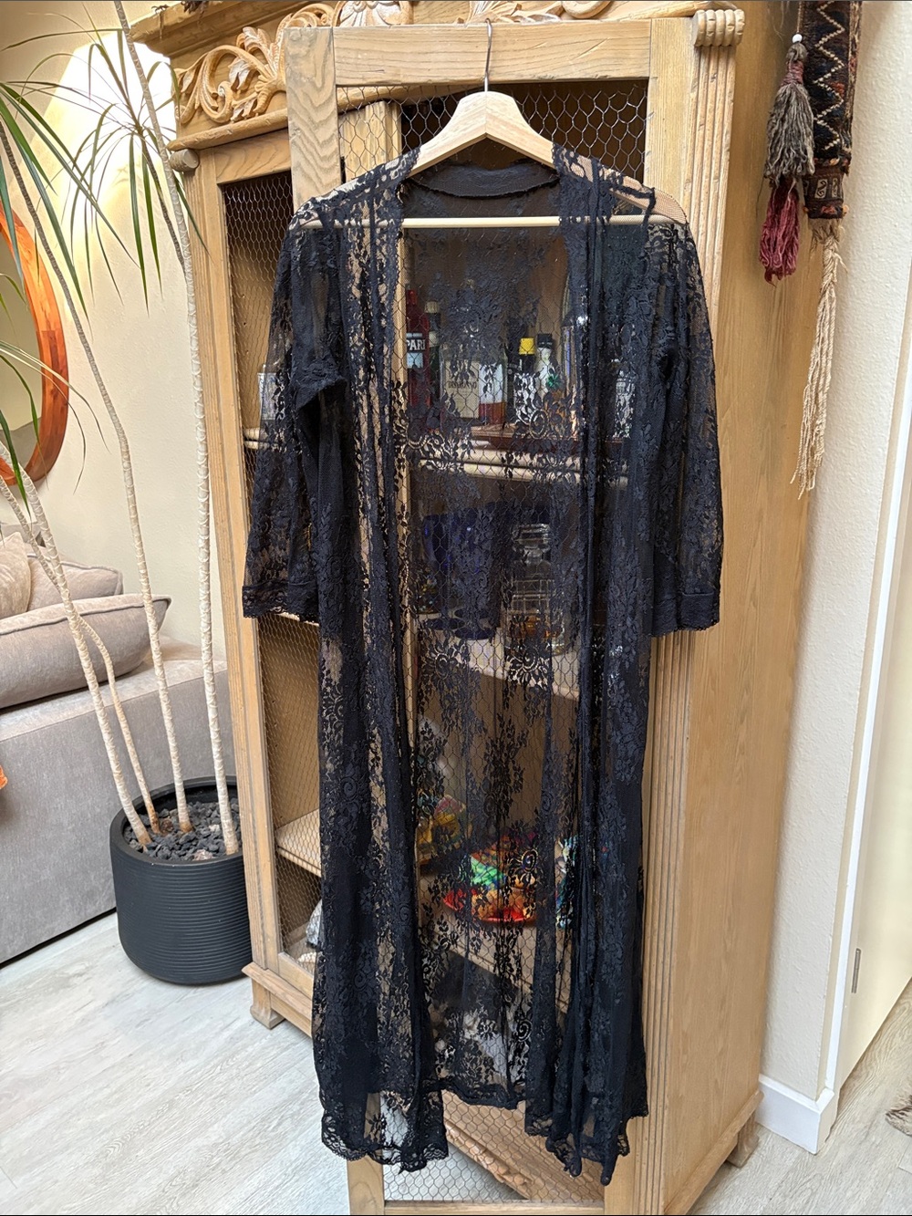 Black Floral Lace Robe